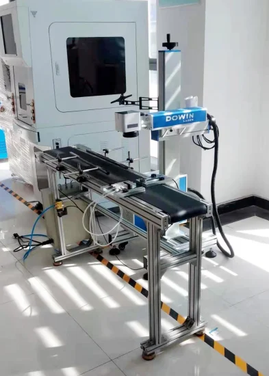 일련 번호 레이저 프린터 온라인 플라잉 CO2 레이저 마킹 캡슐 컨베이어 기계로 의료 포장 인쇄